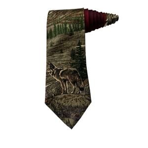 Endangered Species Wolf 1995 Wild Animal Novelty Necktie 100% Silk